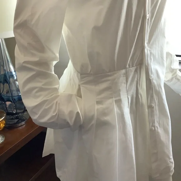Zara White Cotton Layered Mini Shirt Dress - Picture 3 of 11